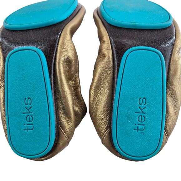 Tieks Ballet Flats Womens 6 Metallic Gold Bronze Leather Balletcore Travel - Picture 9 of 10